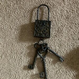 Vintage-Style Black Metal Wall Decor with Keys